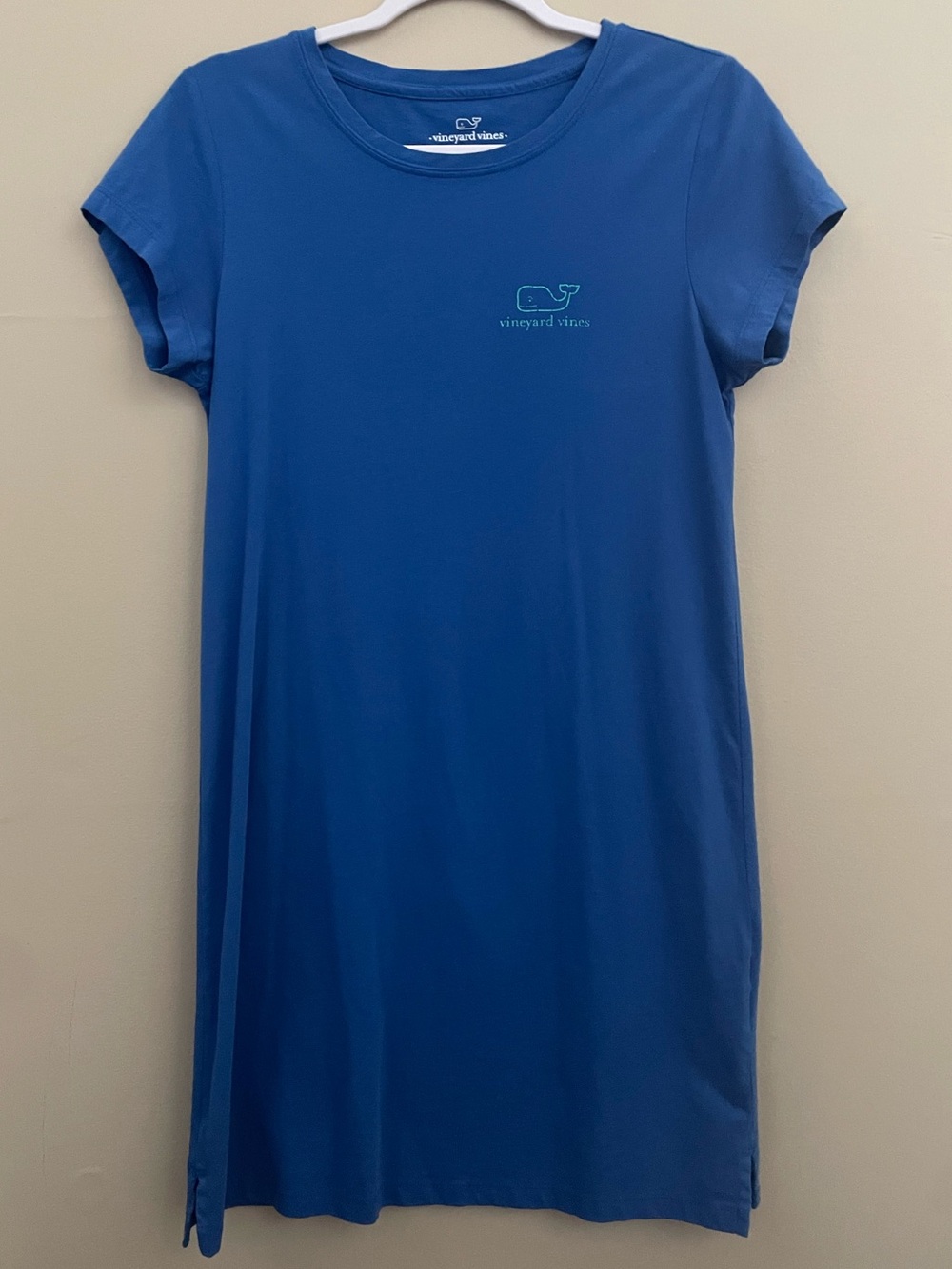 Vineyard Vines T-Shirt Dress Blue Short Sleeve Cotton Whale Logo Back Graphic XS